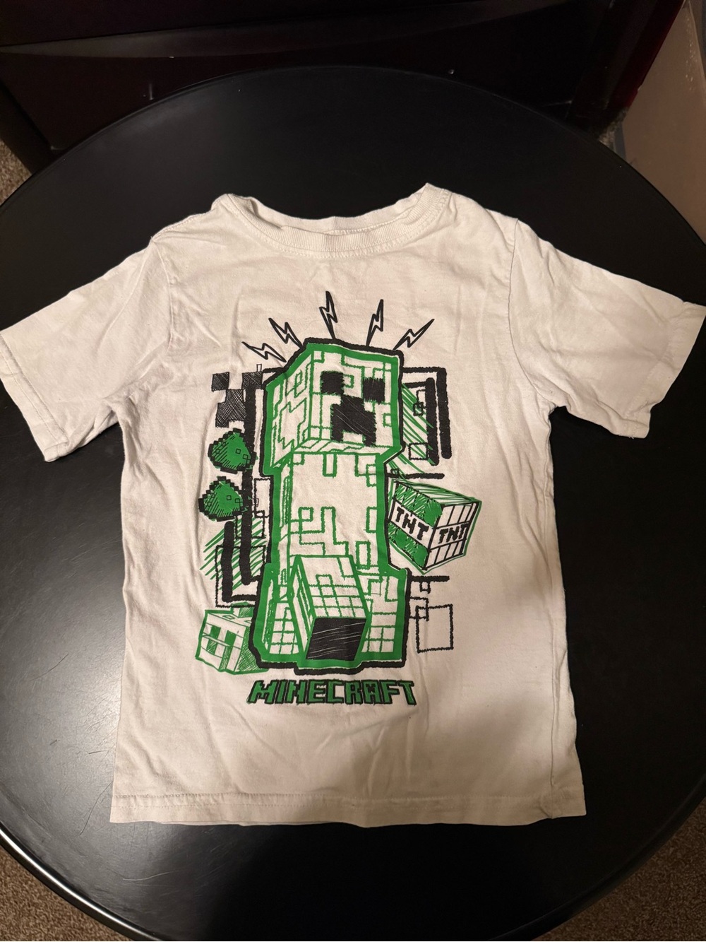 Minecraft Creeper Graphic Tee - White & Green